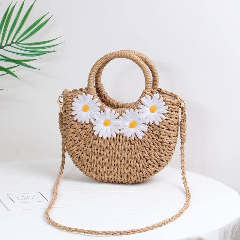 little daisy handwoven beach bag, view 2 - MRSLM