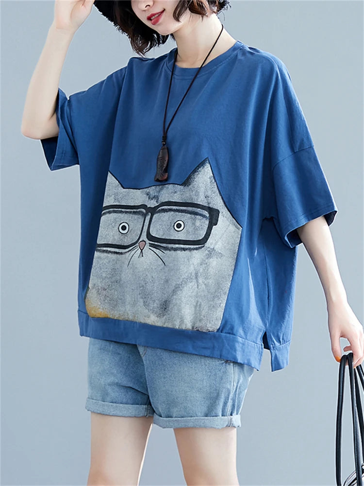 cartoon cat t-shirt, view 6 - MRSLM
