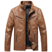 men's fleece padded pu leather jacket, view 5 - MRSLM