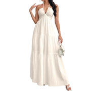 backless halterneck maxi dress, view 5 - MRSLM