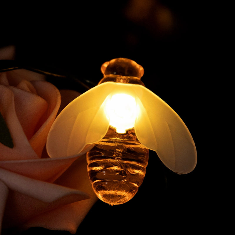 solar-powered honey bee string lights, view 8 - MRSLM