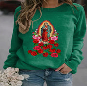 women's printed loose pullover sweater, view 14 - MRSLM