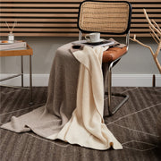 three-color knitted wool-blend blanket, view 3 - MRSLM