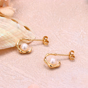 sterling silver pearl earrings, view 5 - MRSLM