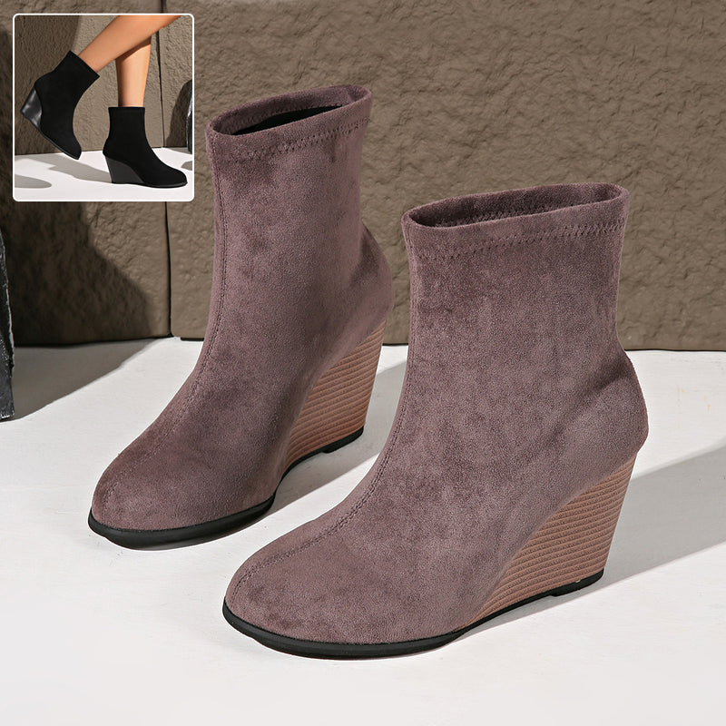 women's suede wedge boots - MRSLM