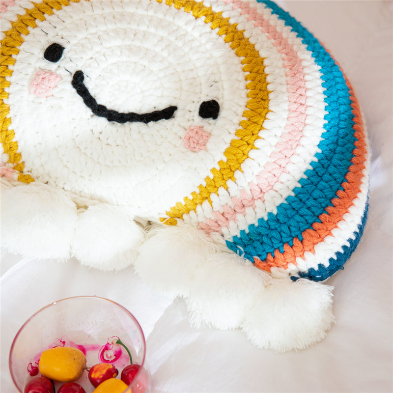 rainbow sunflower crochet cushion, view 7 - MRSLM