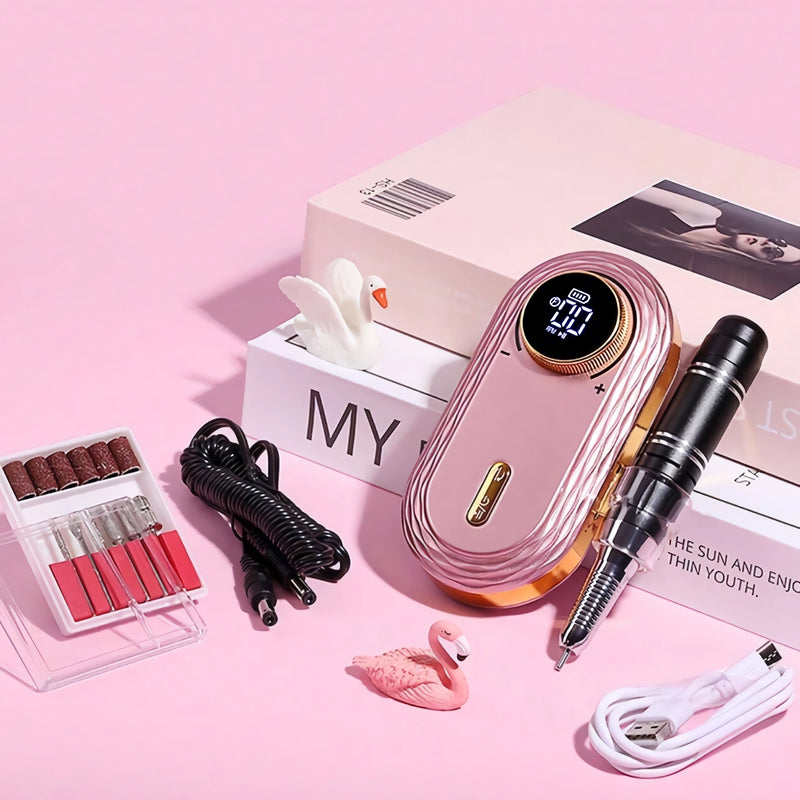 rose gold rechargeable nail drill, view 4 - MRSLM