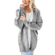 women's chunky twist knit mid-length cardigan, view 7 - MRSLM