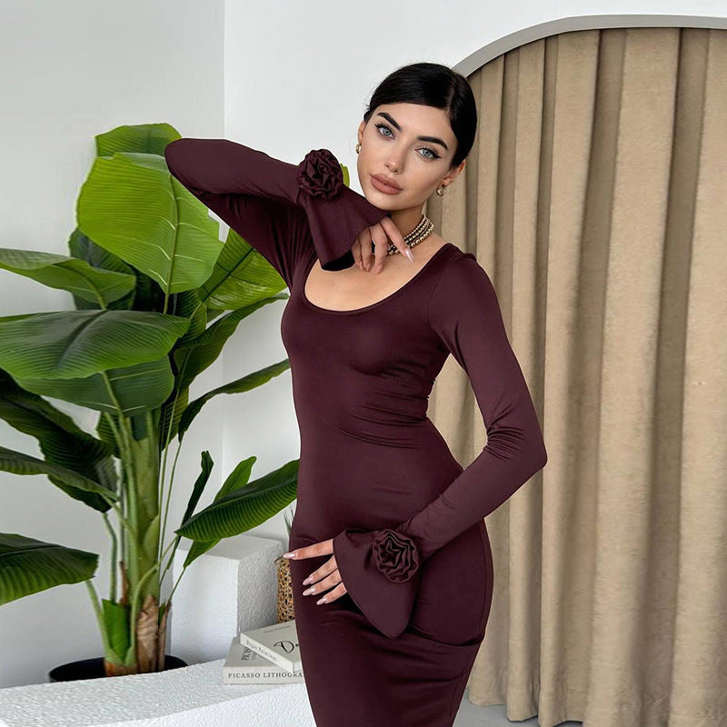 rose long sleeve dress, view 6 - MRSLM