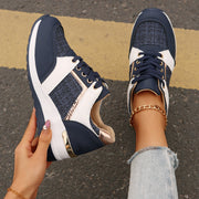 Colorblock lace-up thick-sole sneakers, view 8 - MRSLM