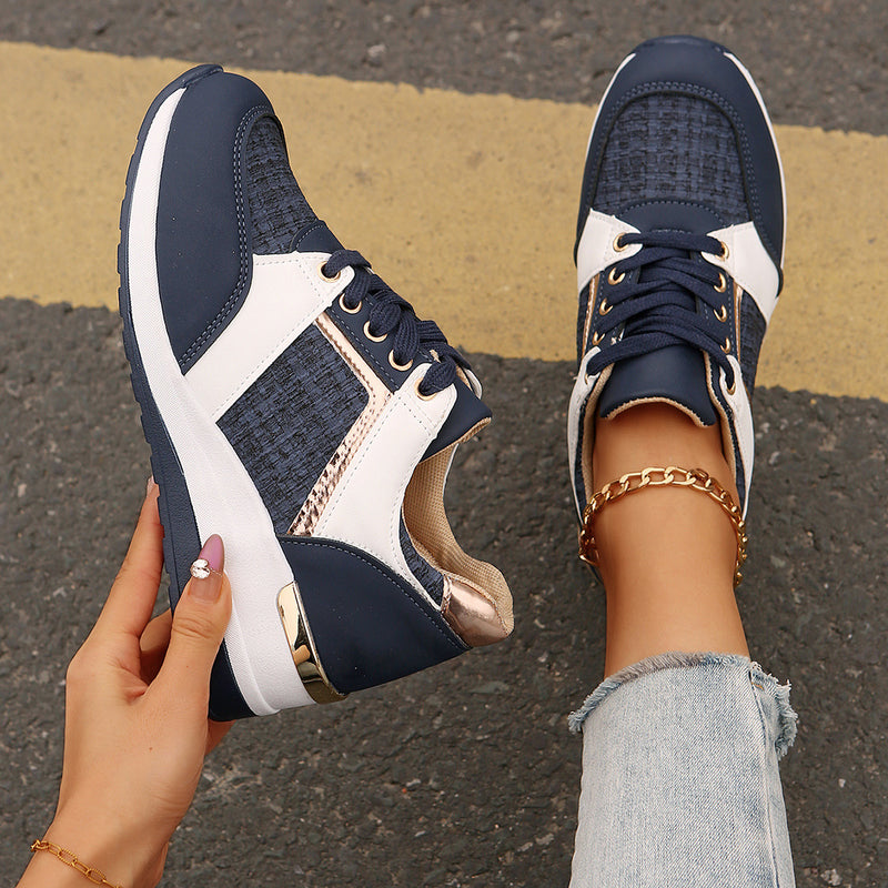 Colorblock lace-up thick-sole sneakers, view 8 - MRSLM
