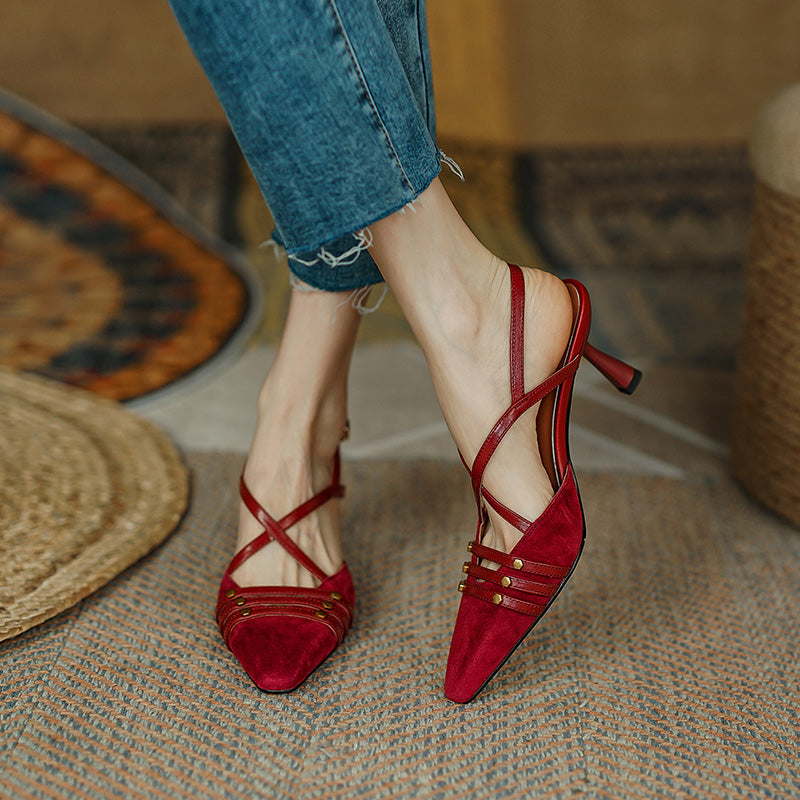 Suede high heel sandals, view 5 - MRSLM