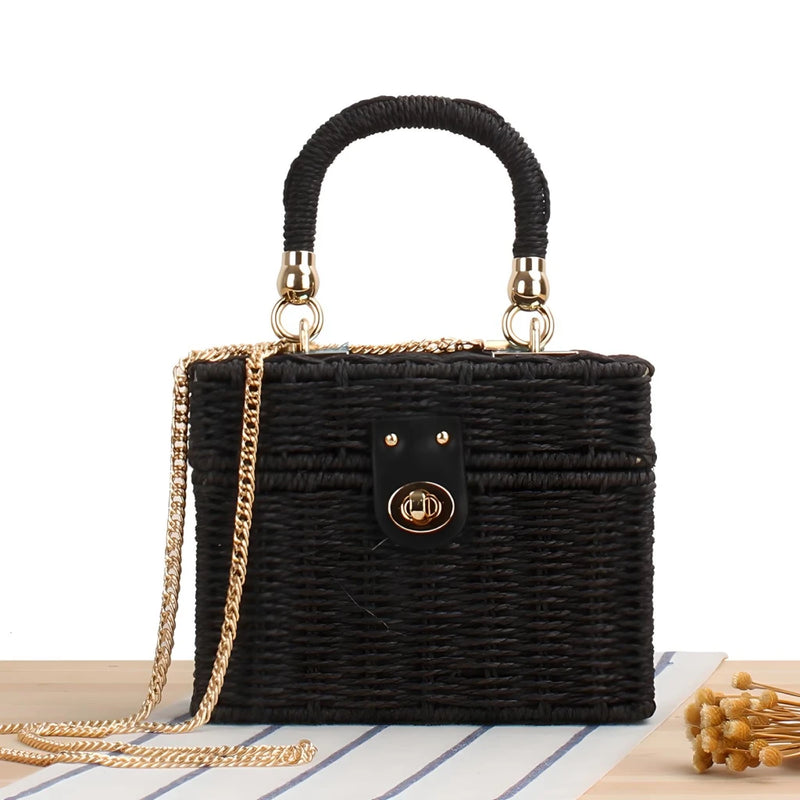 box straw beach bag, view 2 - MRSLM
