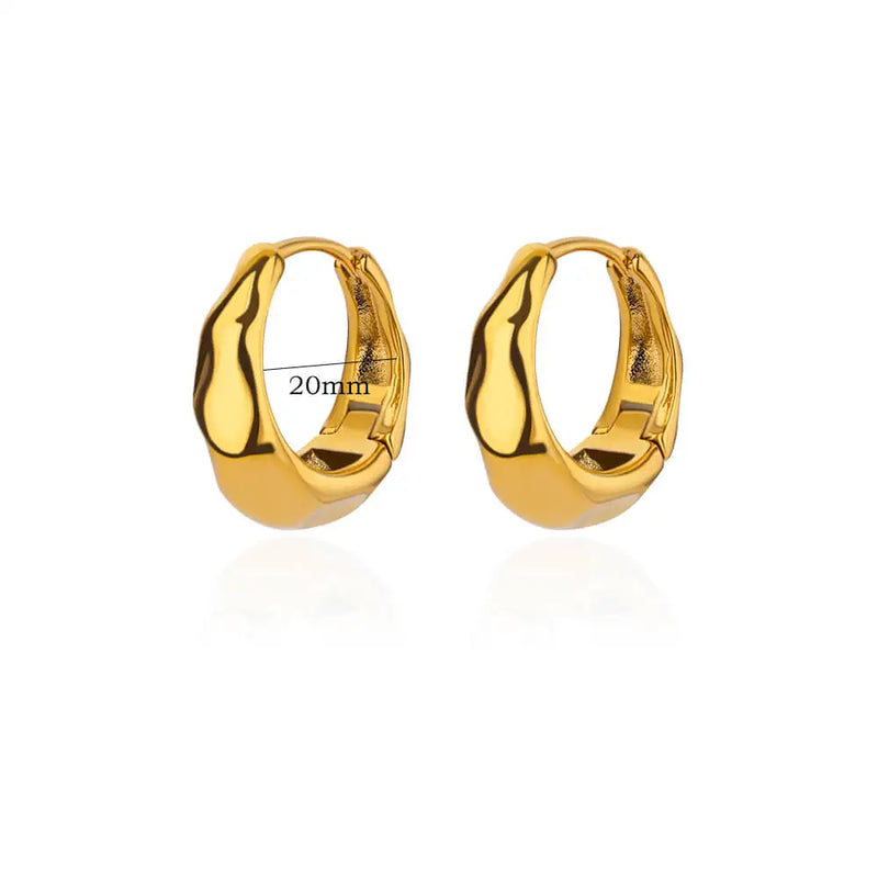 round gold stainless steel earrings, view 2 - MRSLM