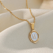 golden drip oil letter pendant necklace, view 28 - MRSLM