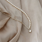 freshwater pearl love necklace, view 5 - MRSLM