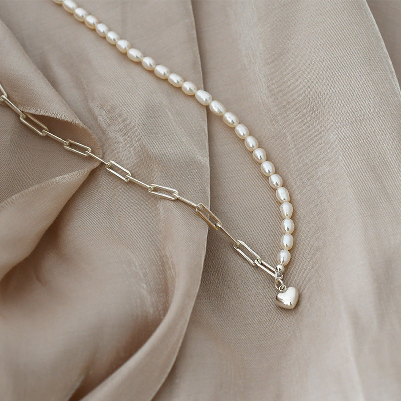 freshwater pearl love necklace, view 5 - MRSLM