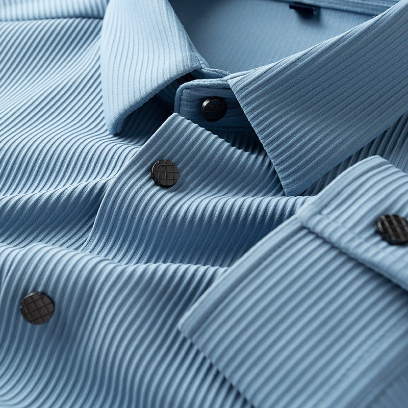 thin slim fit business casual shirt, view 8 - MRSLM
