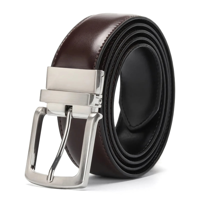 men's reversible genuine leather belt, view 3 - MRSLM