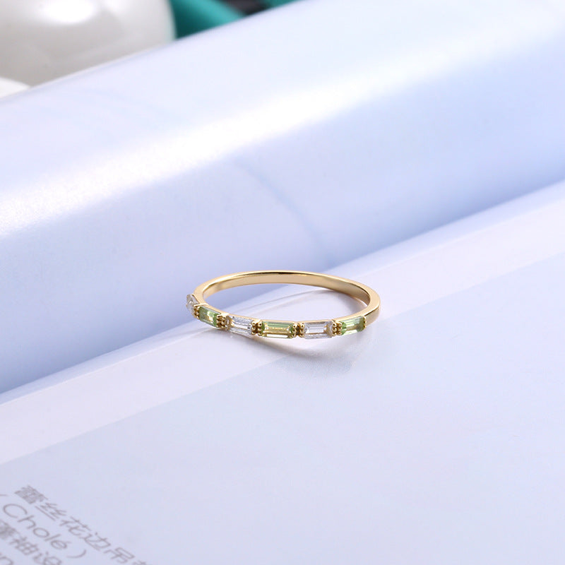 rectangular natural crystal slim ring, view 5 - MRSLM