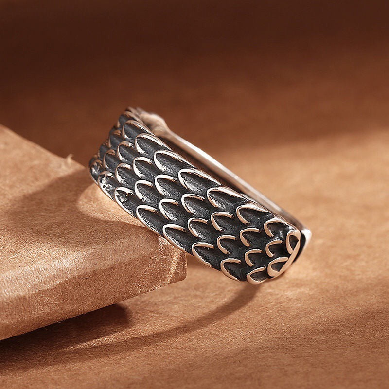 men's dragon scale ring, view 3 - MRSLM