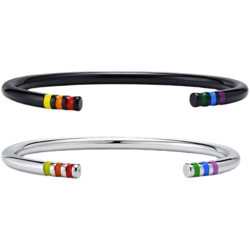 rainbow pride couples cuff bracelet, view 4 - MRSLM