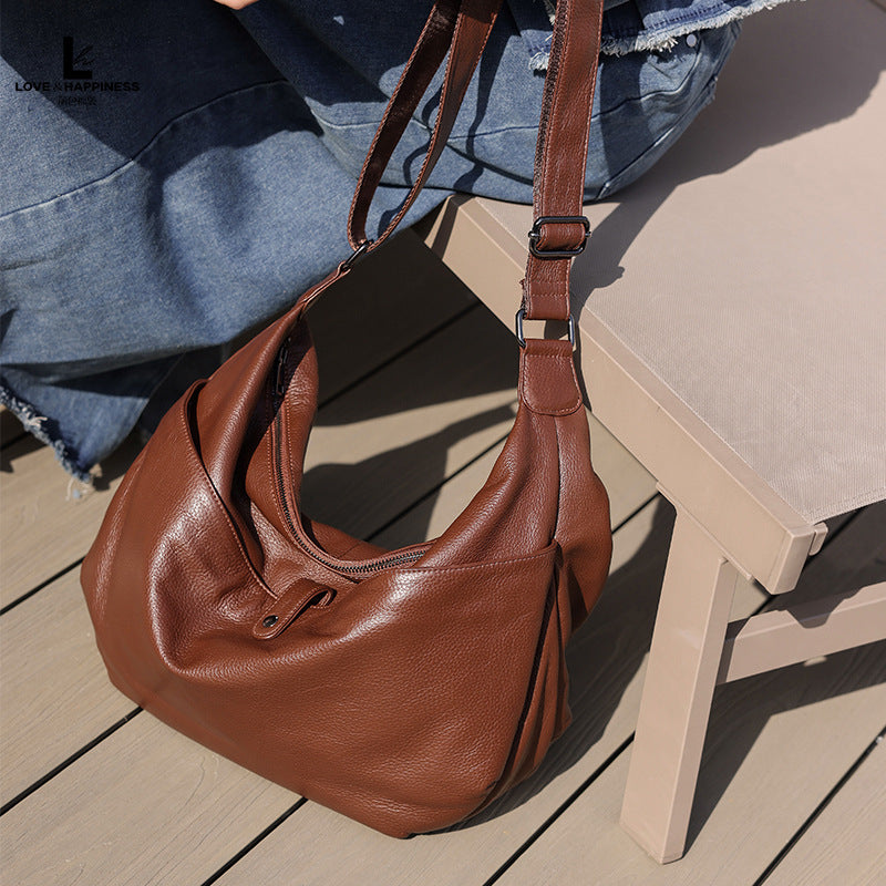 leather crossbody hobo bag, view 6 - MRSLM