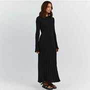 elegant pleated knit dress, view 29 - MRSLM