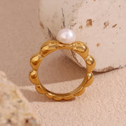 lace wave imitation pearl ring, view 4 - MRSLM