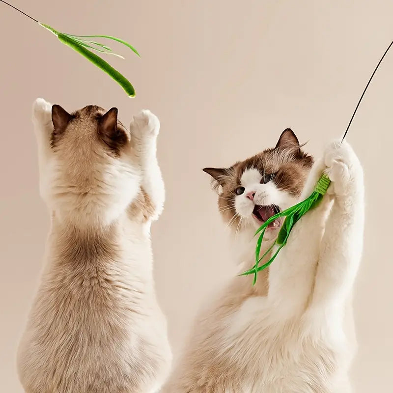 interactive feather teaser stick for cats and dogs, view 5 - MRSLM