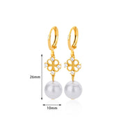 butterfly imitation pearl dangle earrings, view 4 - MRSLM