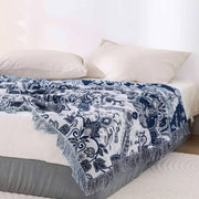 boho multilayer cotton blanket with tassels, view 4 - MRSLM