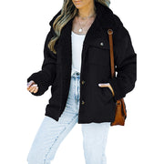 Women's retro fleece coat with faux fur collar, view 8 - MRSLM