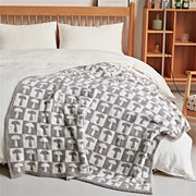 Checkerboard plaid knitted throw blanket, view 2 - MRSLM