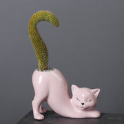 cat tail porcelain flower pot, view 7 - MRSLM