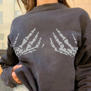 women's loose bone hand print sweater, view 3 - MRSLM