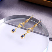 french court starburst blue earrings, view 3 - MRSLM
