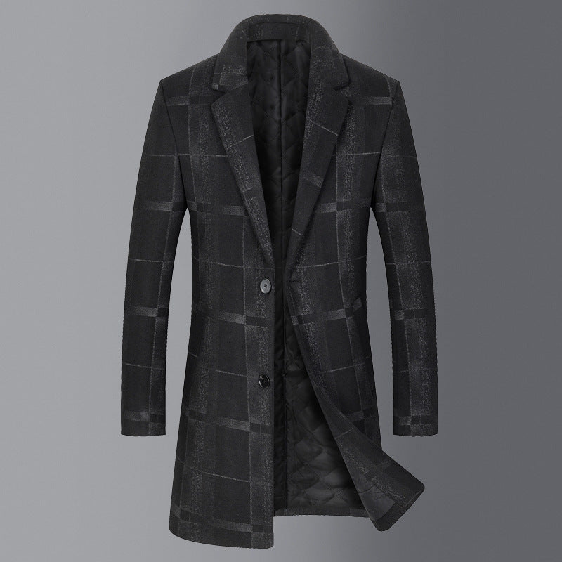 Men's mid-length slim woolen coat, view 5 - MRSLM
