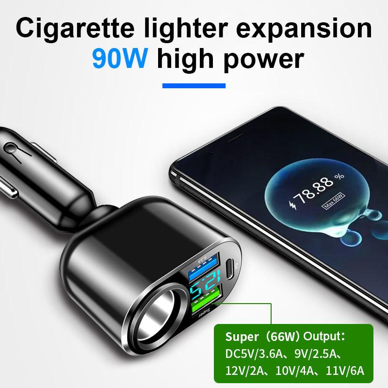 66W QC3.0 dual USB car charger LED display, view 8 - MRSLM