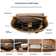 cowhide leather travel backpack, view 2 - MRSLM