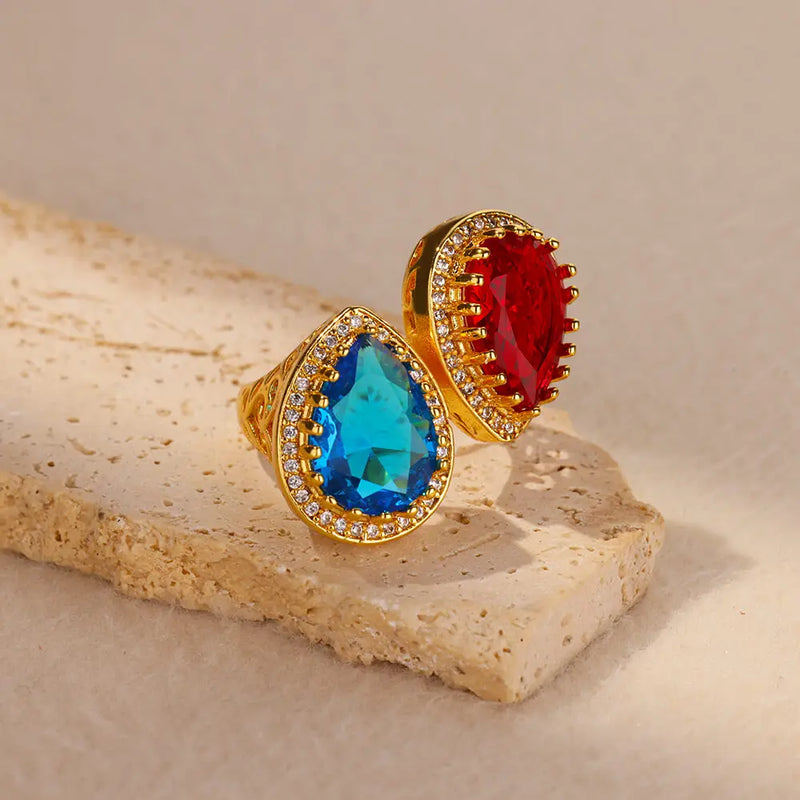 water drop zircon ring, view 3 - MRSLM