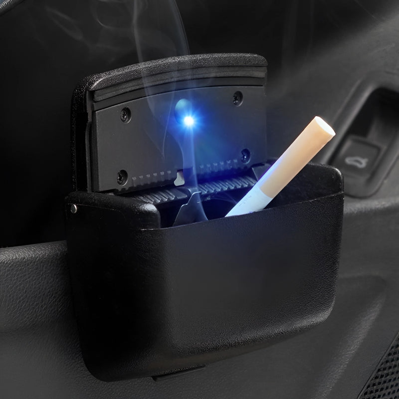 portable smokeless car ashtray with led light and lid, view 4 - MRSLM
