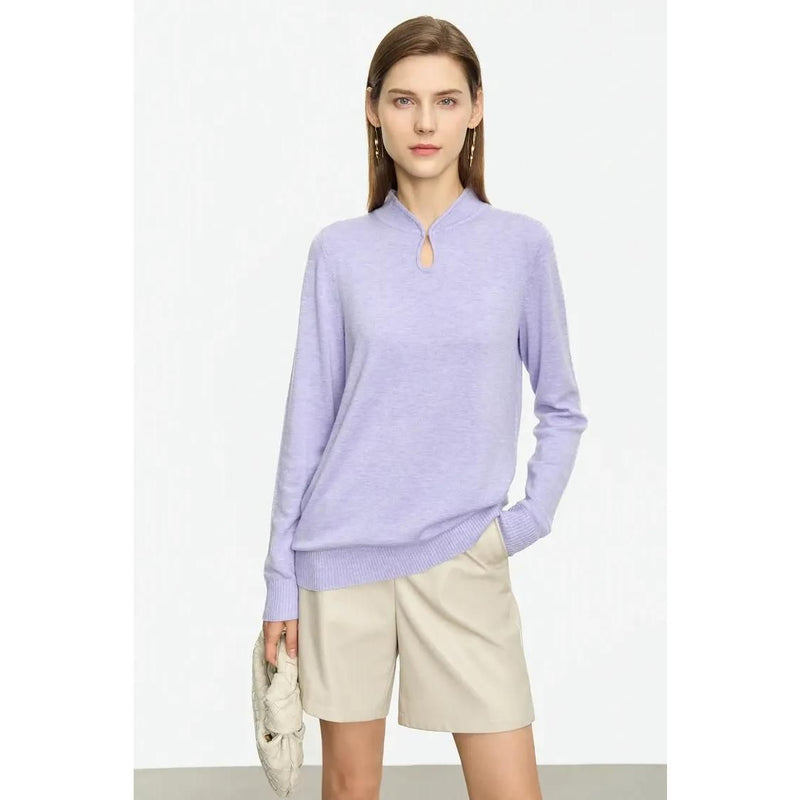 U-collar long sleeve pullover, view 3 - MRSLM