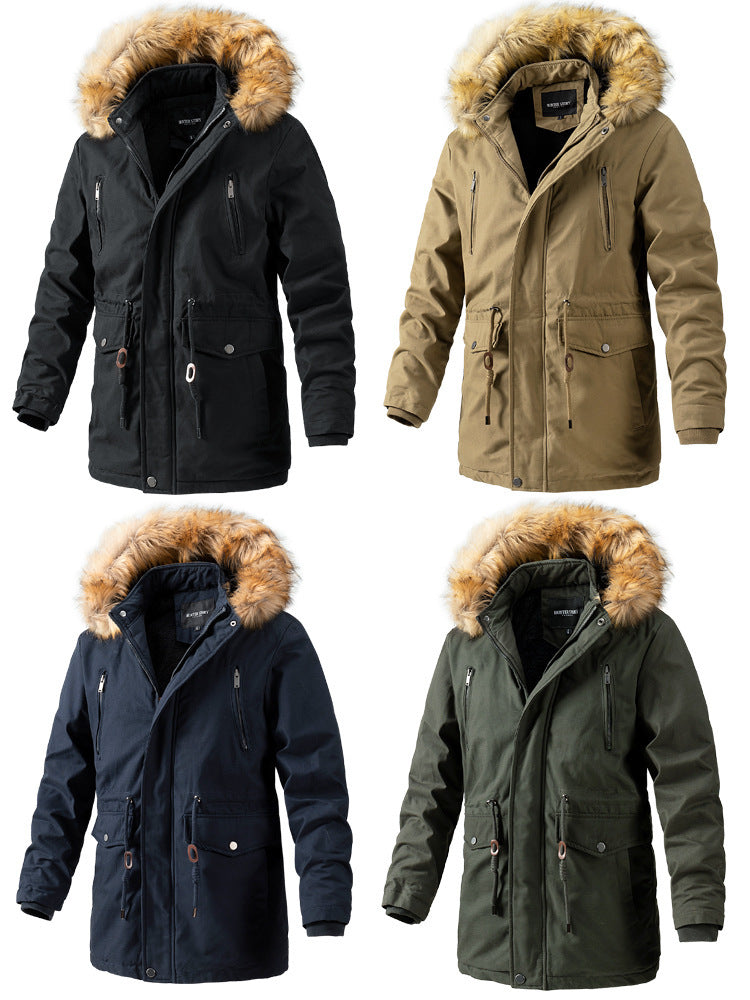 men's detachable hooded washed winter coat, view 7 - MRSLM