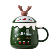 Christmas reindeer ceramic mug with lid and spoon, view 5 - MRSLM