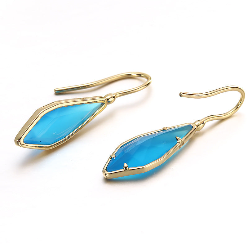 blue chalcedony statement earrings, view 4 - MRSLM