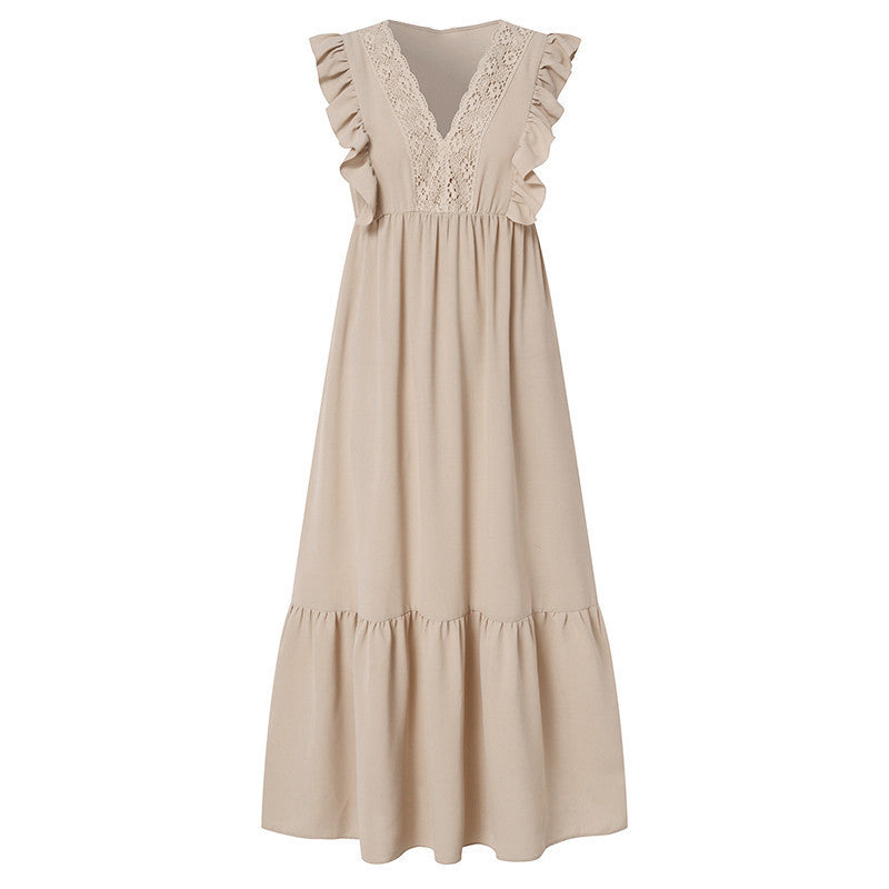 Casual lace pleated sleeveless women's dress, view 4 - MRSLM