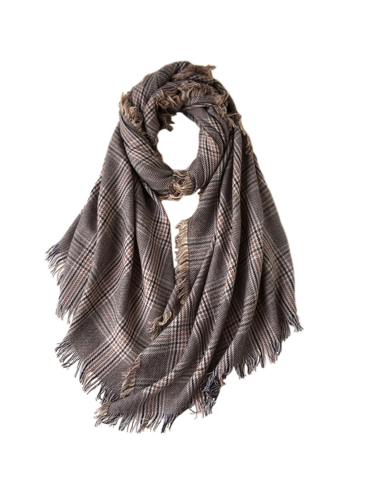 women's plaid houndstooth wool scarf, view 6 - MRSLM