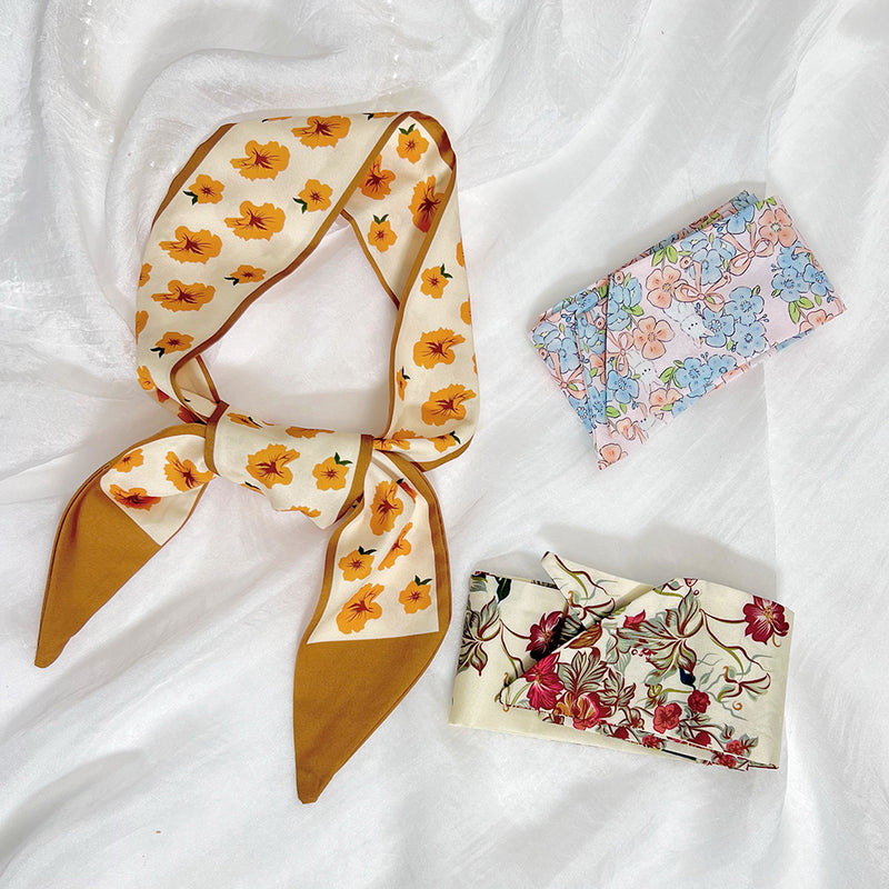 satin-feel ribbon hair ties and scarf set, view 5 - MRSLM