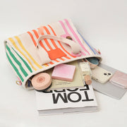 colorful striped canvas tote bag, view 5 - MRSLM